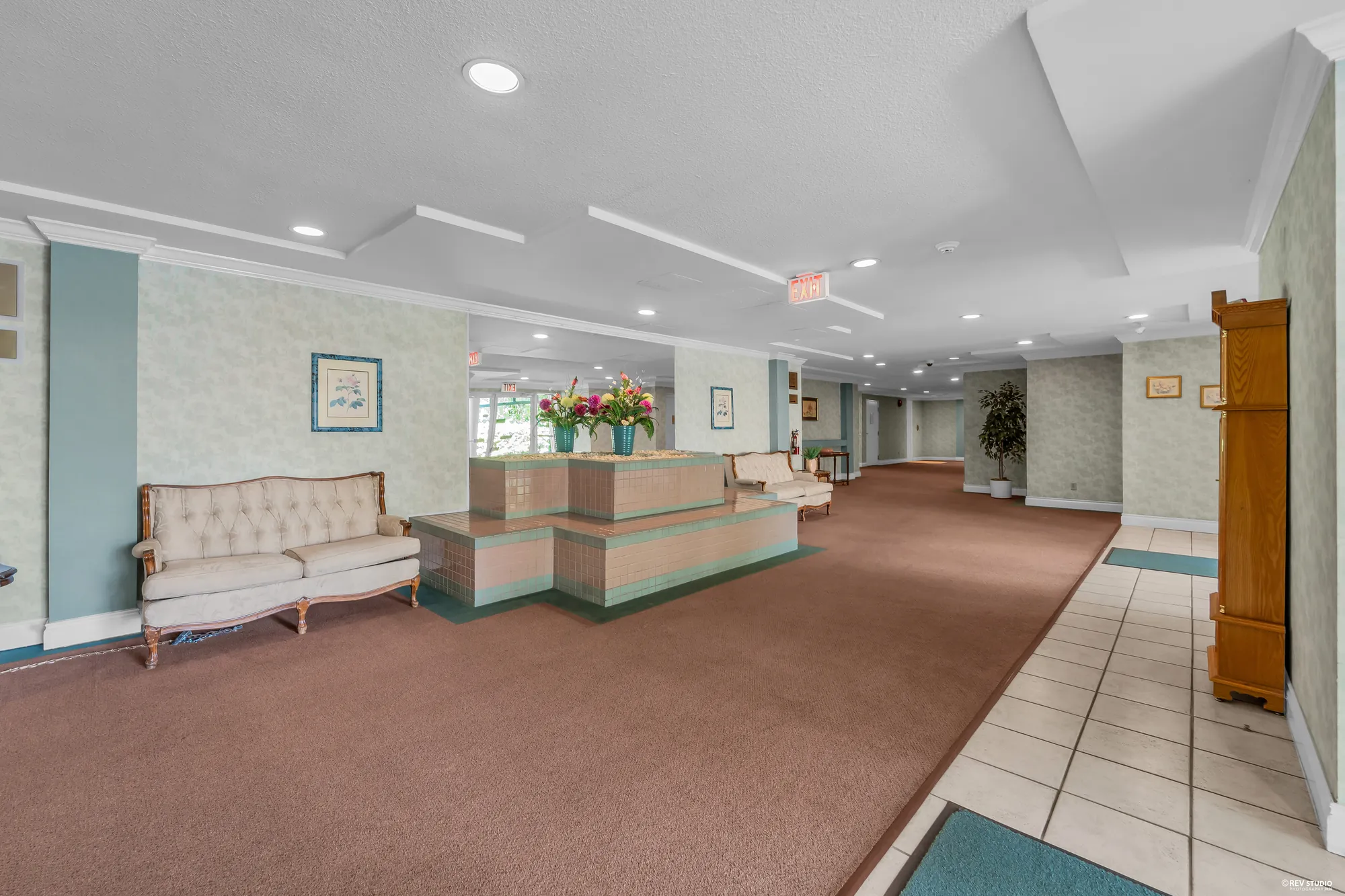 The residents' lounge off the lobby